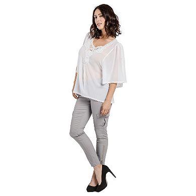 Miss Halladay Women's Stretch Twill Skinny Cargo Jeans Ankle Length Zip Bottom