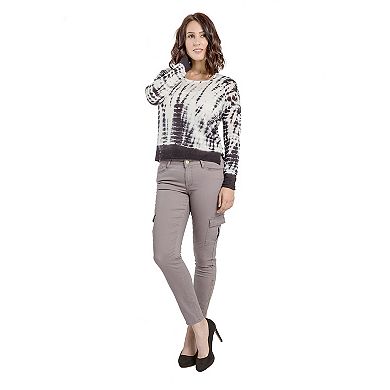 Miss Halladay Women's Stretch Twill Skinny Cargo Jeans Ankle Length Zip Bottom