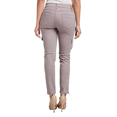 Miss Halladay Women's Stretch Twill Skinny Cargo Jeans Ankle Length Zip Bottom
