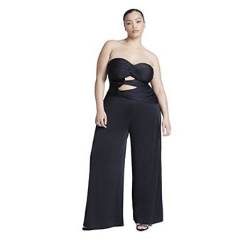 ELOQUII Women's Plus Size Twist Detail Jumpsuit With Cutout