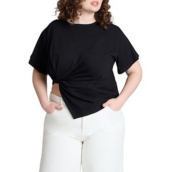 ELOQUII Women's Plus Size Twist-Tie Tee