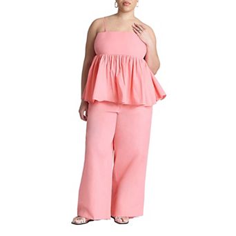 ELOQUII Women's Plus Size Wide Leg Cotton Pant