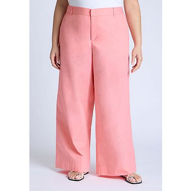 ELOQUII Women's Plus Size Wide Leg Cotton Pant