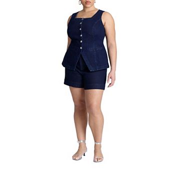 ELOQUII Women's Plus Size Trouser Denim Short