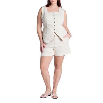 ELOQUII Women's Plus Size Trouser Denim Short