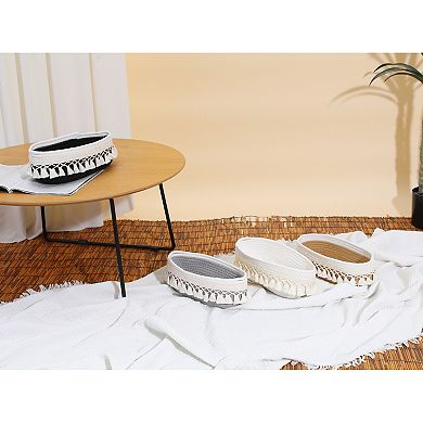 1Pcs Woven Storage Basket, Shelf Closet Oval Storage Bin with Tassels for Key Tray Bowl 13*5.9*3.9in