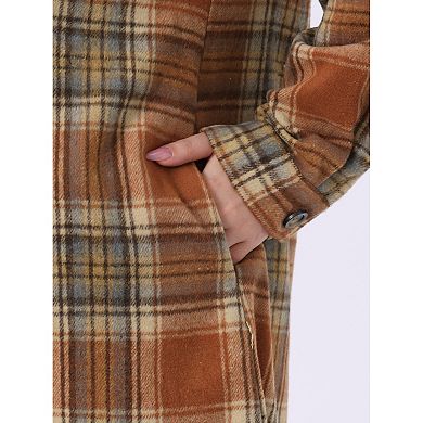 Women's Plus Size Plaid Shacket Jacket Long Sleeve Button Down Flannel Shirts Fashion Jacket