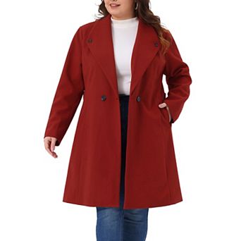 Plus Size Winter Coats for Women Lapel Single Breasted Belted with Pocket Pea Coats Trench Coats
