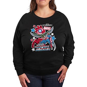 Plus Size Marvel Captain America French Terry Long Sleeve Tee