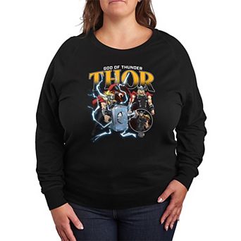 Plus Size Marvel Thor God Of Thunder Bootleg French Terry Long Sleeve Tee