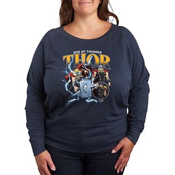 Plus Size Marvel Thor God Of Thunder Bootleg French Terry Long Sleeve Tee