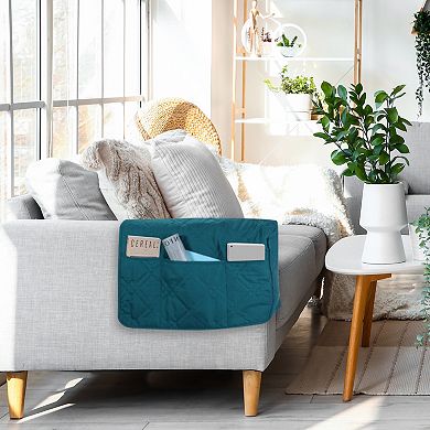 2 Pcs Sofa Armrest Organizer Non-Slip Armchair Caddy Waterproof Couch Armrest Cover with Side Pocket