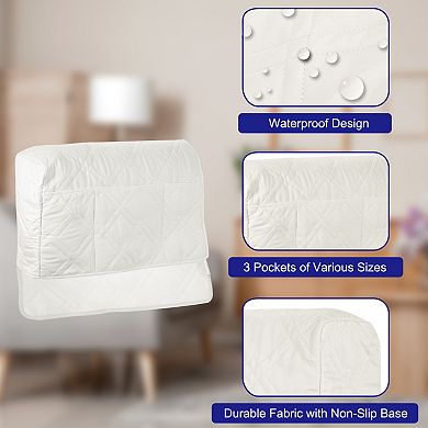 2 Pcs Sofa Armrest Organizer Non-Slip Armchair Caddy Waterproof Couch Armrest Cover with Side Pocket
