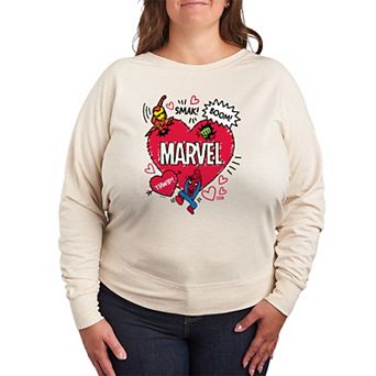 Plus Size Marvel Valentine's Day Sketch French Terry Long Sleeve Tee