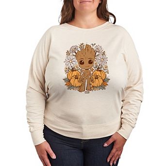 Plus Size Marvel Guardians Of The Galaxy Groot French Terry Long Sleeve Tee