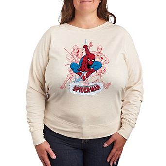 Plus Size Marvel Your Friendly Neighborhood Spider-Man Line Art French Terry Long Sleeve Tee