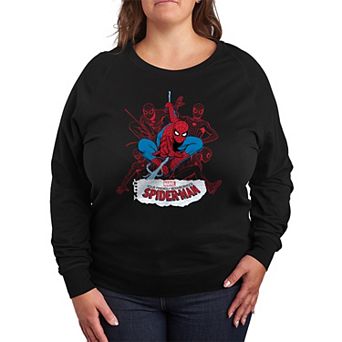 Plus Size Marvel Your Friendly Neighborhood Spider-Man Line Art French Terry Long Sleeve Tee