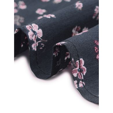 Women's Floral Ruffle Long Sleeves Round Neck Belt Autumn Dresses