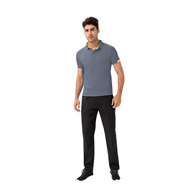 Men's Athletic Fit Polo Shirt with Contrast Collar and Moisture-Wicking Stretch Fabric