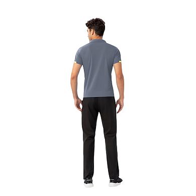 Men's Athletic Fit Polo Shirt with Contrast Collar and Moisture-Wicking Stretch Fabric