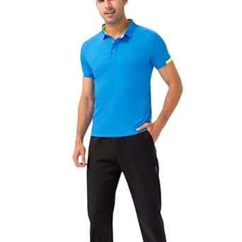 Men's Athletic Fit Polo Shirt with Contrast Collar and Moisture-Wicking Stretch Fabric