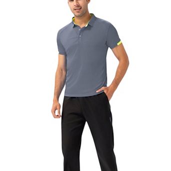 Men's Athletic Fit Polo Shirt with Contrast Collar and Moisture-Wicking Stretch Fabric