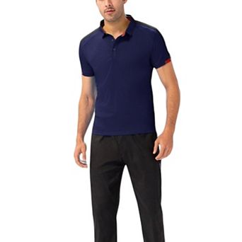 Men's Athletic Fit Polo Shirt with Contrast Collar and Moisture-Wicking Stretch Fabric