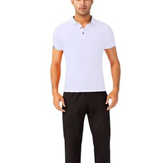 Men's Athletic Fit Polo Shirt with Contrast Collar and Moisture-Wicking Stretch Fabric