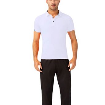 Men's Athletic Fit Polo Shirt with Contrast Collar and Moisture-Wicking Stretch Fabric