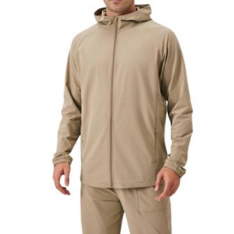 Men's Lightweight Zip-Up Hoodie Jacket with Adjustable Hood and Side Pockets