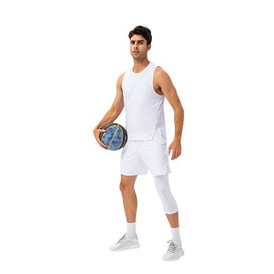 Men's Sleeveless Performance Tank Top with Side Slits and Breathable Quick-Dry Fabric