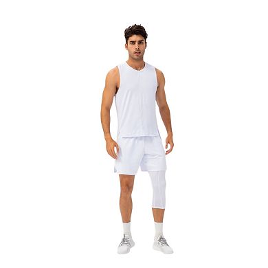 Men's Sleeveless Performance Tank Top with Side Slits and Breathable Quick-Dry Fabric