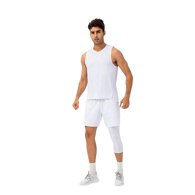 Men's Sleeveless Performance Tank Top with Side Slits and Breathable Quick-Dry Fabric
