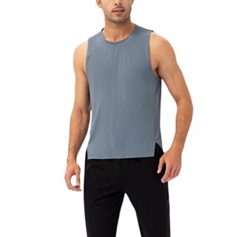 Men's Sleeveless Performance Tank Top with Side Slits and Breathable Quick-Dry Fabric
