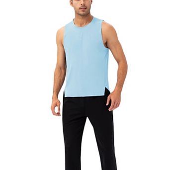 Men's Sleeveless Performance Tank Top with Side Slits and Breathable Quick-Dry Fabric