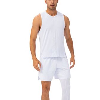 Men's Sleeveless Performance Tank Top with Side Slits and Breathable Quick-Dry Fabric