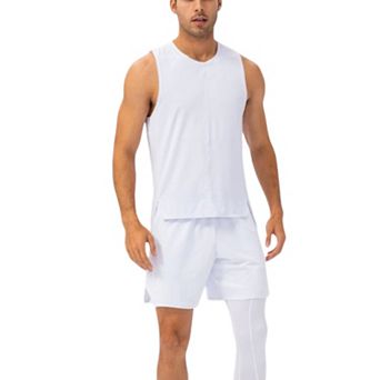 Men's Sleeveless Performance Tank Top with Side Slits and Breathable Quick-Dry Fabric