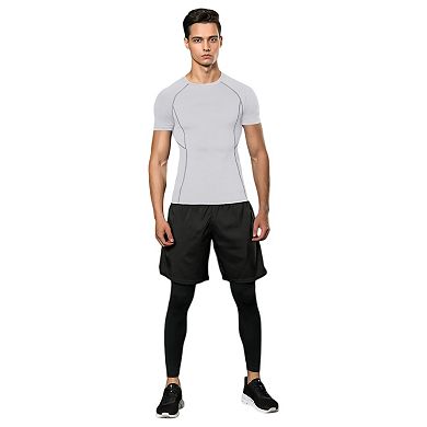 Men's Short Sleeve Compression Workout Shirt with Moisture-Wicking Fabric
