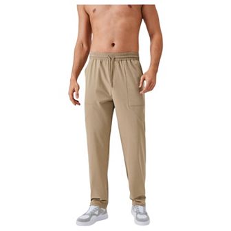 Men's Relaxed Fit Drawstring Pants with Patch Pockets and Elastic Waistband for Casual Wear