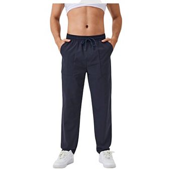 Men's Tapered Lounge Pants with Stretch Waistband and Elastic Cuffs for Everyday Comfort