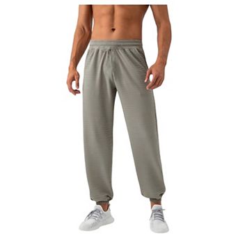 Men's Lightweight Textured Jogger Pants with Elastic Waist