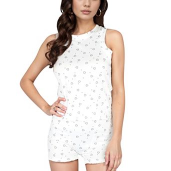 Women's Daisy Print Tank Top Pajama Set with Sleeveless Crew Neck and Soft Lounge Shorts