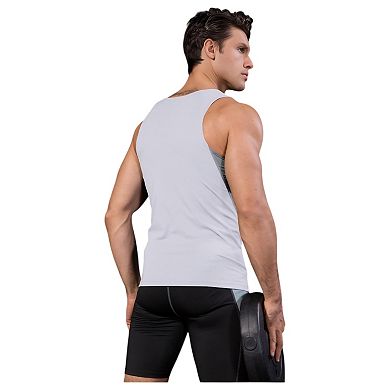 Men's Sleeveless Compression Tank Top with Mesh Panels and Stretch Fabric