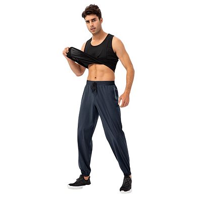 Men's Athletic Drawstring Pants with Zipper Pockets and Relaxed Fit