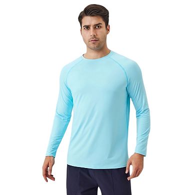 Men's Long Sleeve Performance Shirt with Raglan Sleeves and Lightweight Stretch Fabric