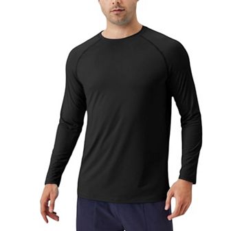 Men's Long Sleeve Performance Shirt with Raglan Sleeves and Lightweight Stretch Fabric