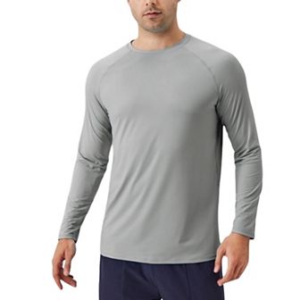 Men's Long Sleeve Performance Shirt with Raglan Sleeves and Lightweight Stretch Fabric
