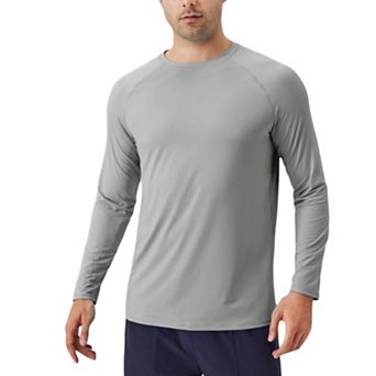 Men's Long Sleeve Performance Shirt with Raglan Sleeves and Lightweight Stretch Fabric