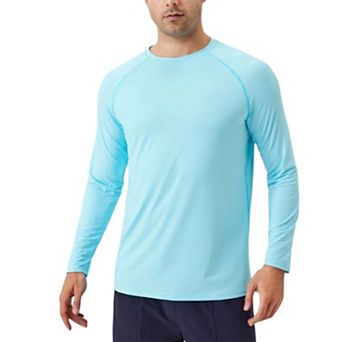 Men's Long Sleeve Performance Shirt with Raglan Sleeves and Lightweight Stretch Fabric