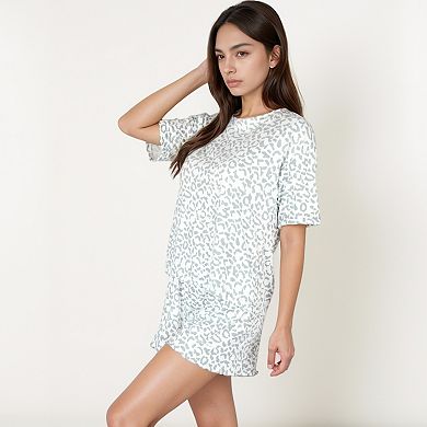 Women's Leopard Print Short Sleeve Sleepwear Set with Crew Neck Top and Matching Shorts